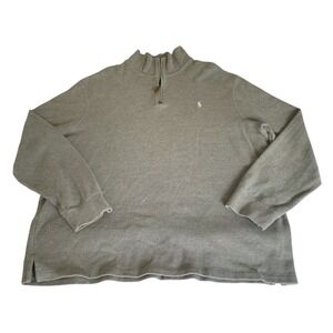 Polo Ralph Lauren Quarter Zip Sweater Men XXL Grey White Pony Preppy Old Money